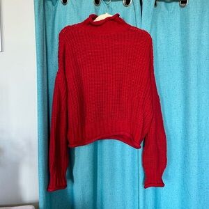 Garage Red Cowl Neck Sweater Cozy Knit